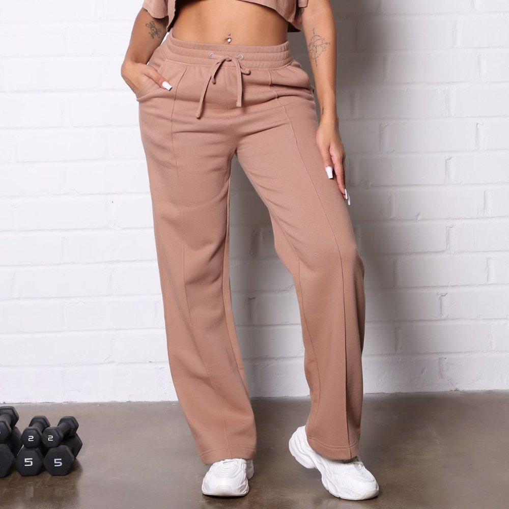 Wide Leg Track Pant - Camel